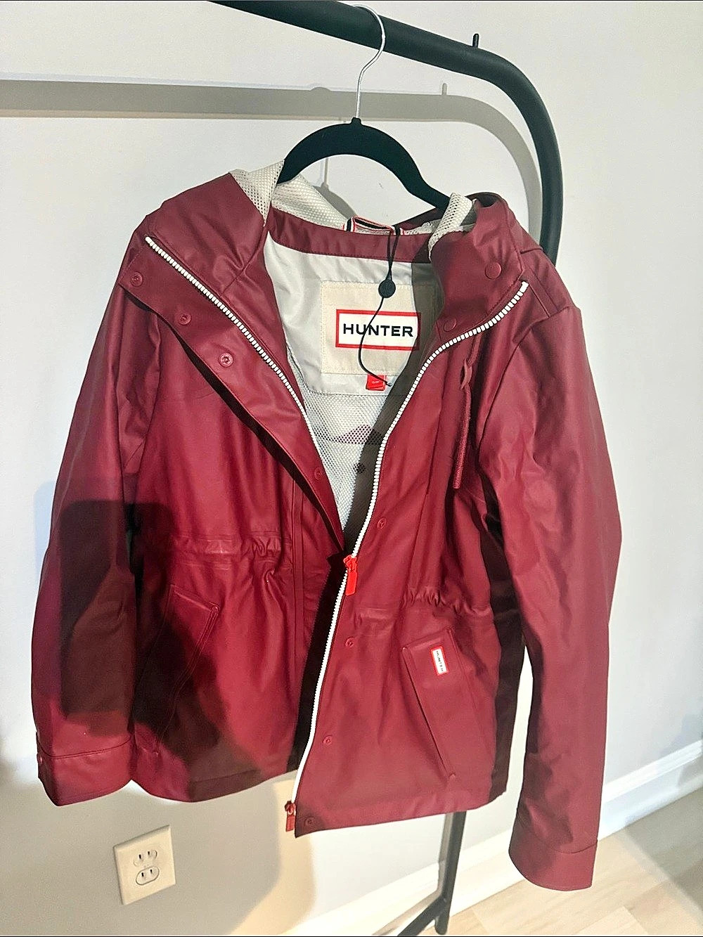 Hunter Original Waterproof Cotton Smock Jacket Women'Small Red Small